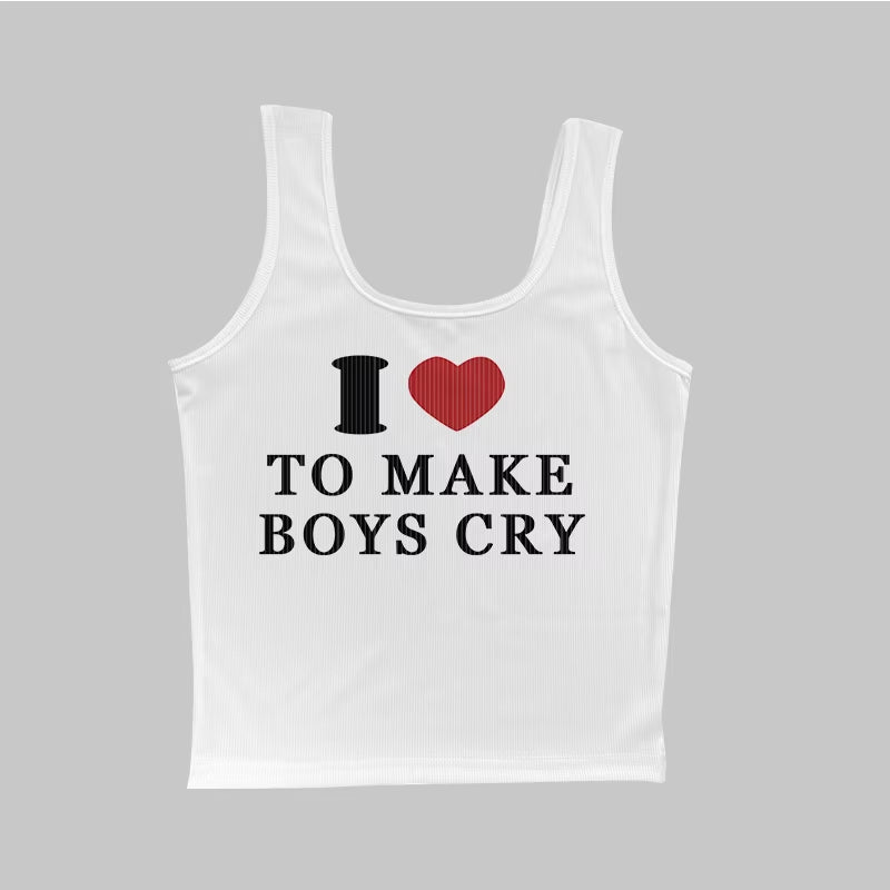 I LOVE to MAKE BOY CRY Y2K Tank Tops Girl Graphic Printed Fashion Harajuku 2024 Streewear Clothes Causal Female Y2K Tops Tee