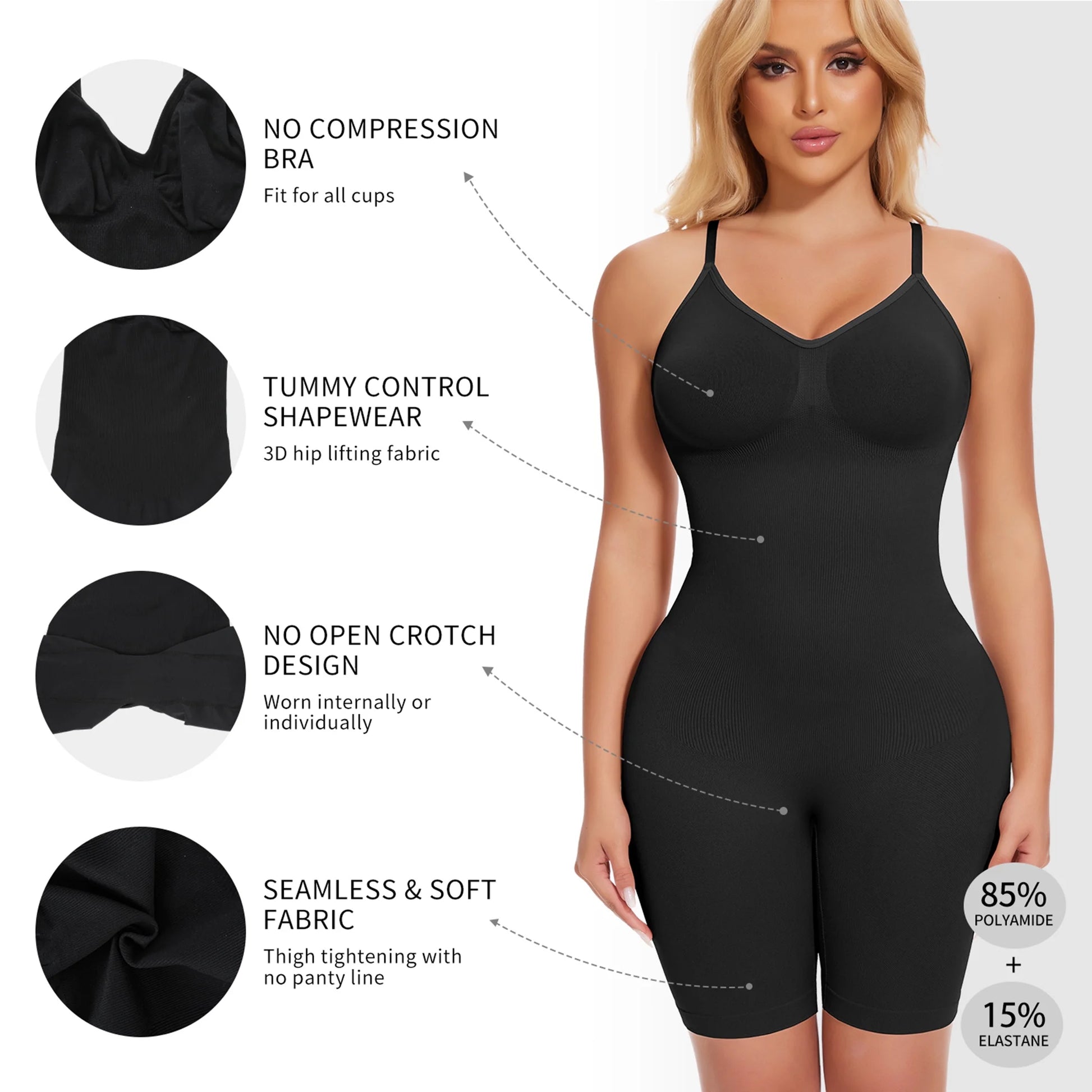 Shapewear Bodysuit for Women Tummy Control Shapewear Racerback Seamless Sculpting Body Shaper Tank Top